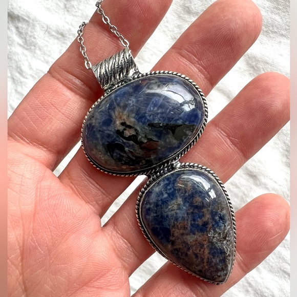 Jewelry - 925 Double Huge Spiritual Sodalite Pendant Necklace